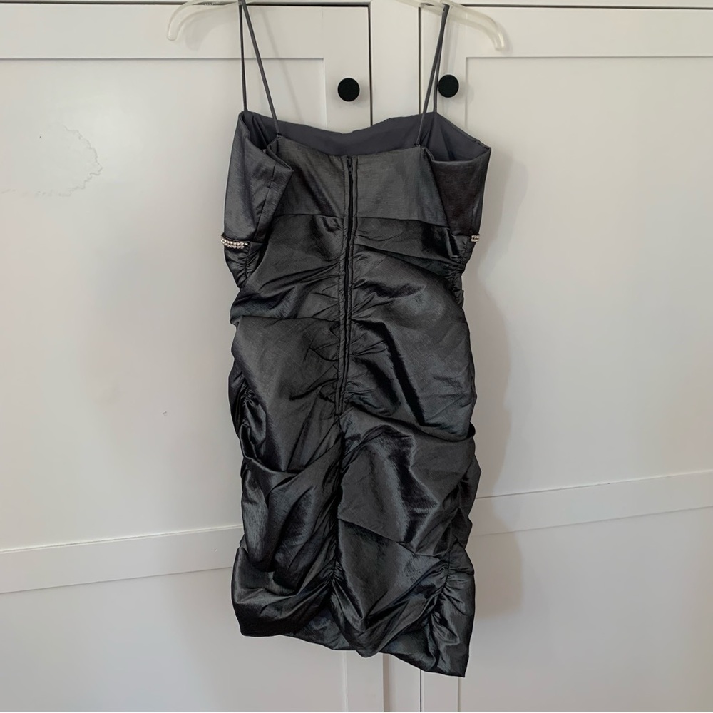 Eureka Metallic Gray Rushed Mini Dress Size Large - Picture 9 of 9